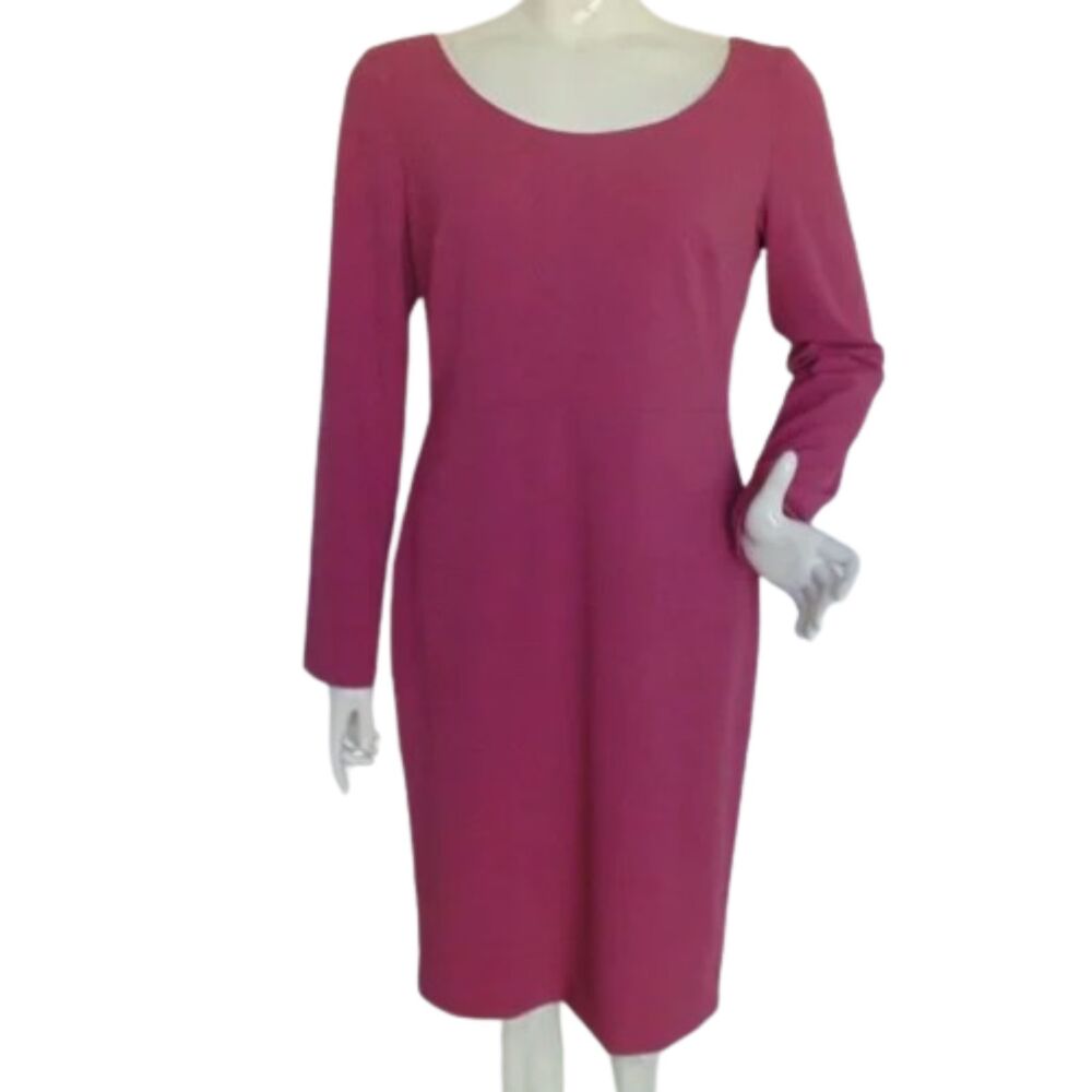 BETSEY JOHNSON Dress, 8, Solid purple, Wide neck, Long sleeves, Back zip